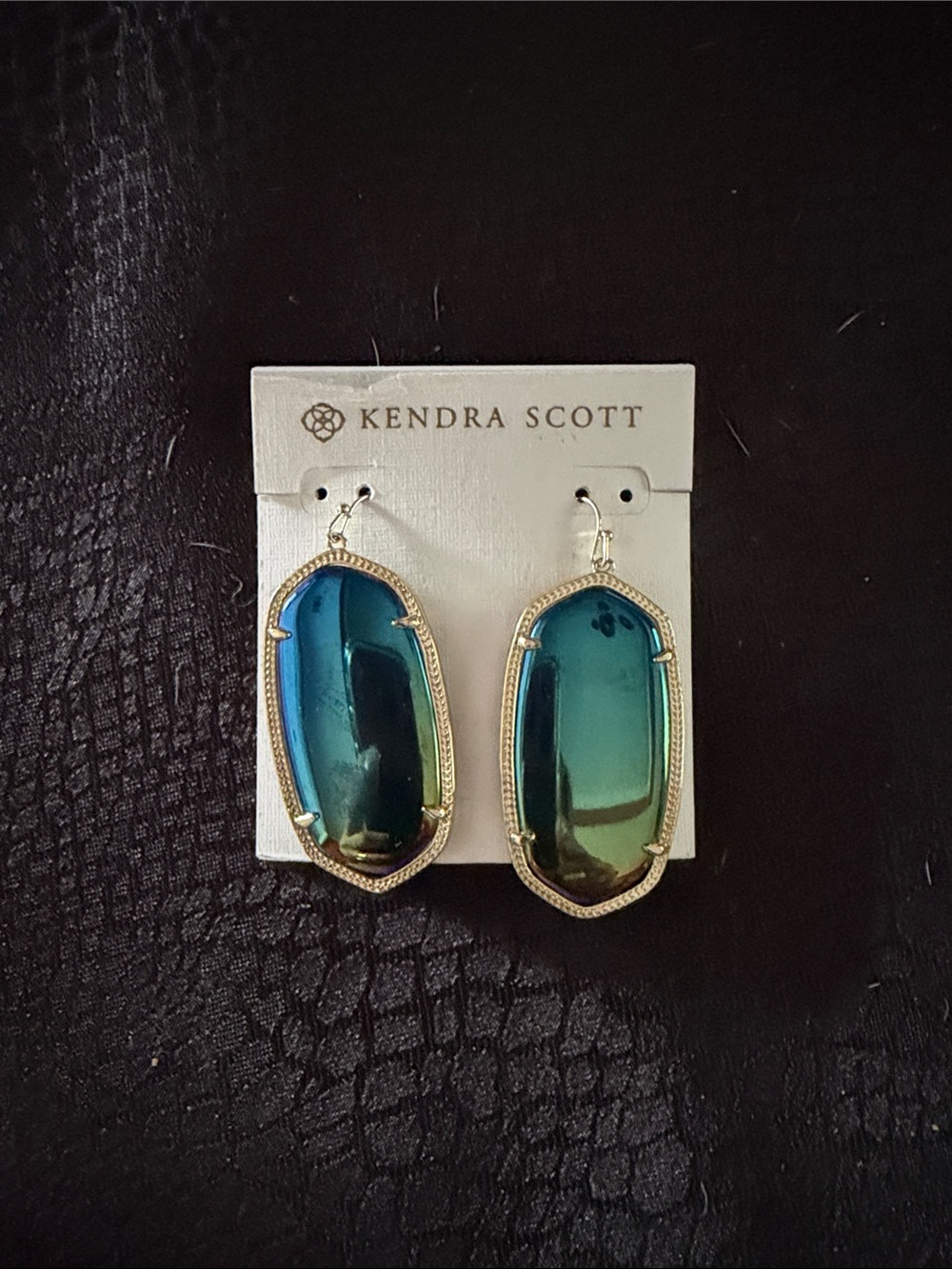 Kendra Scott Gold-Tone Earrings with Blue-Green Iridescent Stones